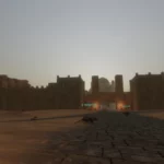 Sunrise on Night Harbor with the sun rising above the city - from the game, Monsters & Memories