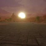 Shaded dunes sunsetting above the mountain tops - from the game, Monsters & Memories