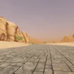 walking down the stone path through the Sungreet Strand - from the game, Monsters & Memories